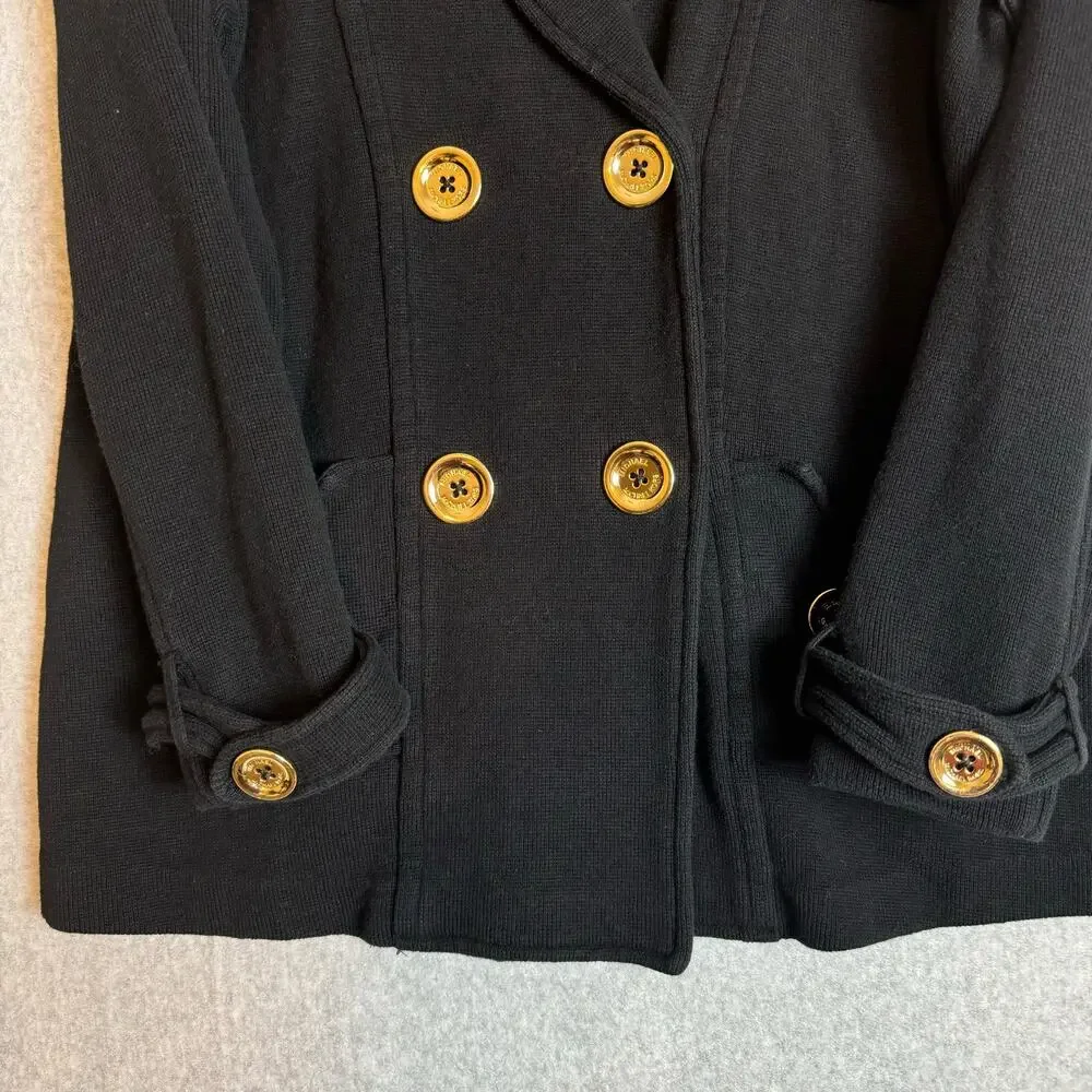 Michael Kors Coat Women’s Large Black Minimalist Career Casual Cotton Preppy